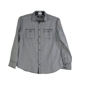 Buckle BKE Men's Standard Fit Button Up Shirt Size Large Gray Contrast Stitching